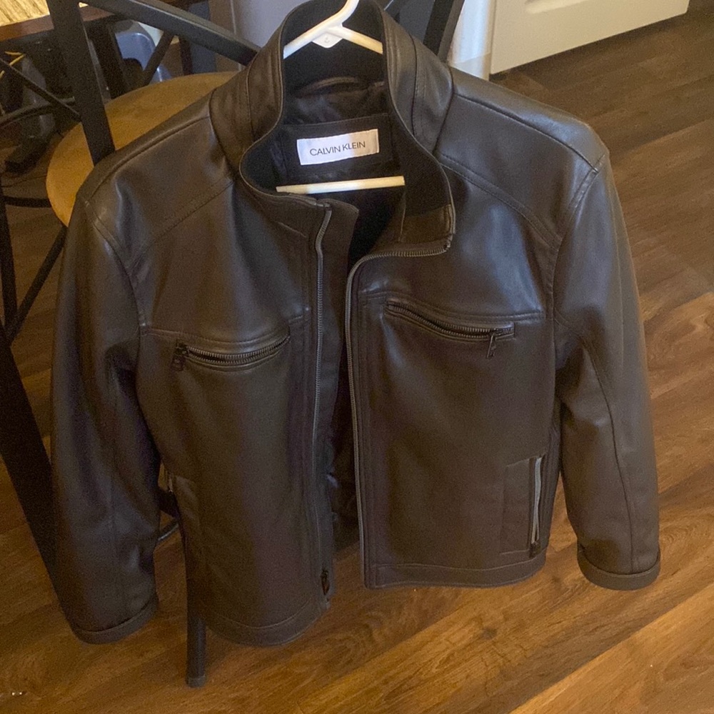 Calvin Klein leather jacket-Brown, Small